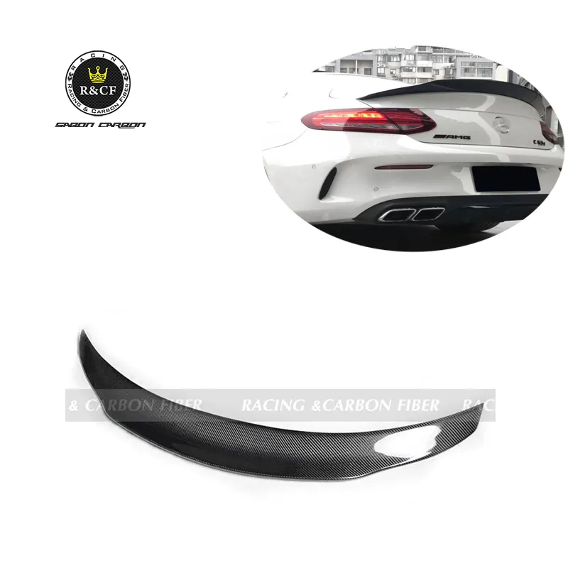 C63 W205 C180 C200 PM style carbon fiber rear trunk spoiler for Mercedes Benz C63 W205 Coupe Sedan