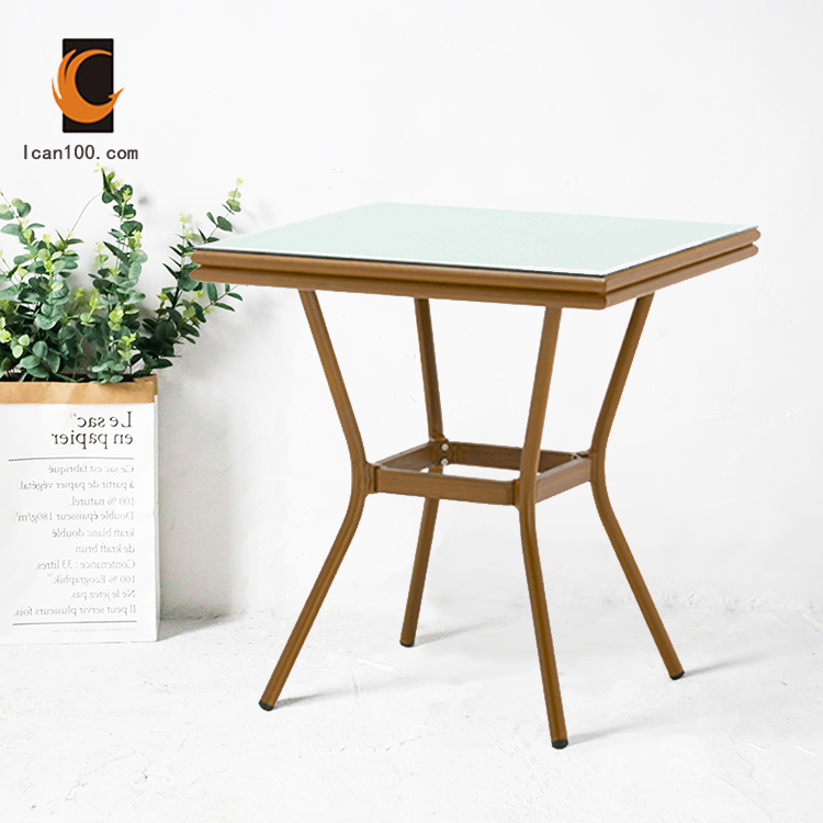 High Quality Nordic Square Glass Cafe Chaise Table Restaurant
