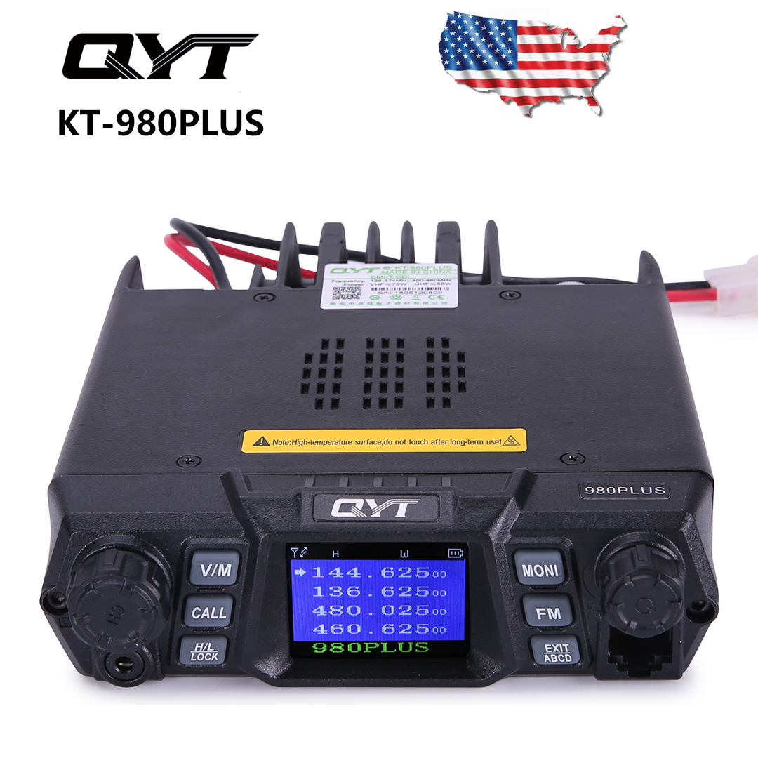 QYT KT-980PLUS 75 Вт Dual Band Mobile Radio Quad в режиме ожидания DTMF УКВ автомобиль трансивер с Кабель для программирования