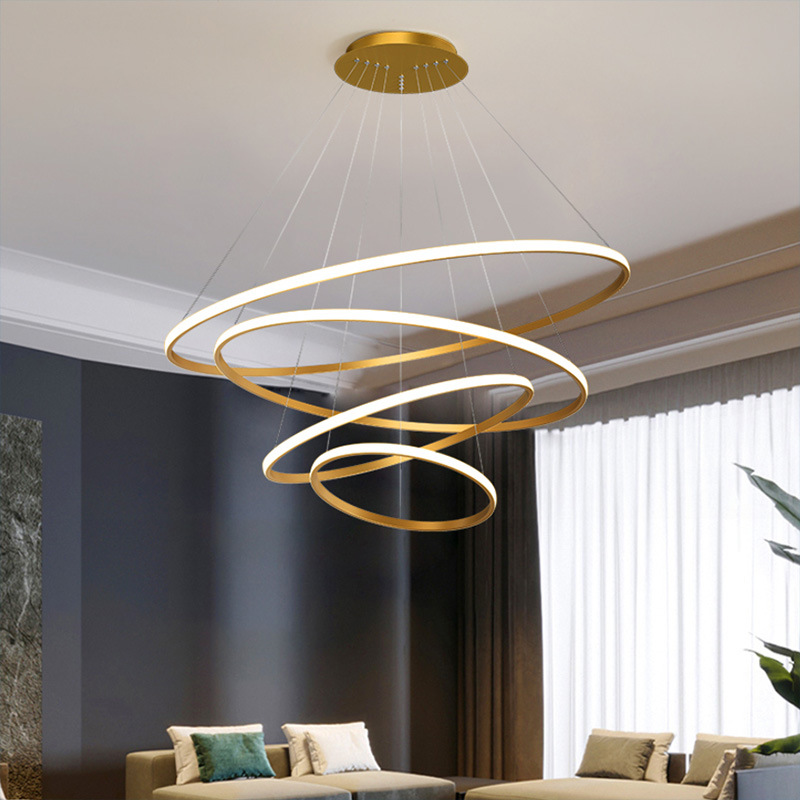 Led Decorative Chandeliers Lamp Modern Simple living room led golden Ring pendant light hanging ceiling pendant light