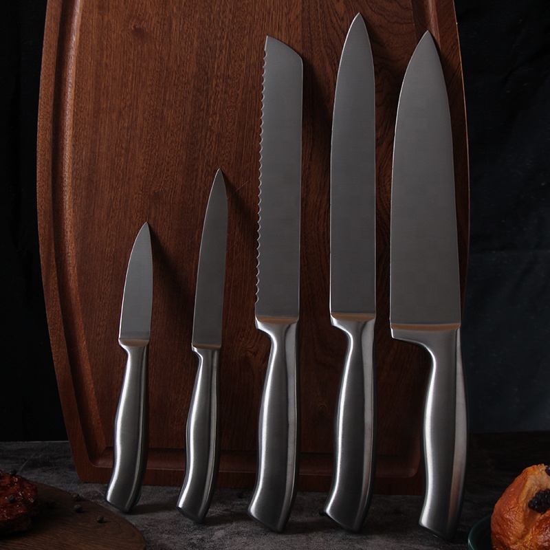 420J2 stainless steel kitchen tools 5 pcs hollow handle chef knife set