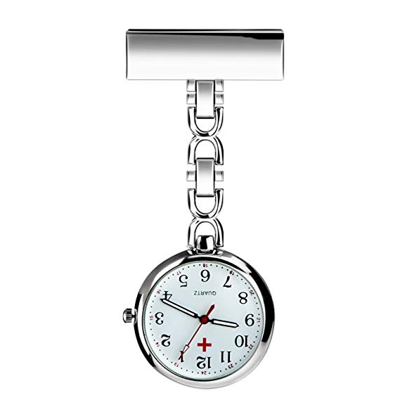 Nurse Lapel Pin Watch Hanging Medical Doctor Pocket Watch Quartz Movement Nurses Watch for Xmas Birthday Mothers Day Gift