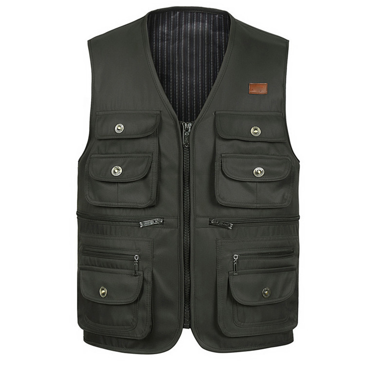 High Quality Adults Outdoor Relaxation Wear Waistcoat Multi Pocket Streetwear Vest Summer Fishing Cotton Vest Men