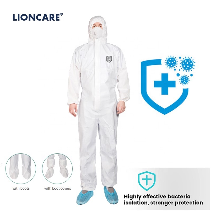 CAT. 3, TYPE 5b 6b EN ISO 13485 PPE Disposable Nomex Protective Coveralls with hood