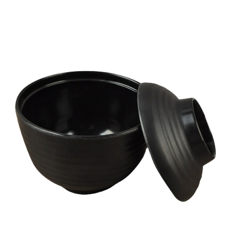 Japan Style black melamine round shape modern cheap soup tureen