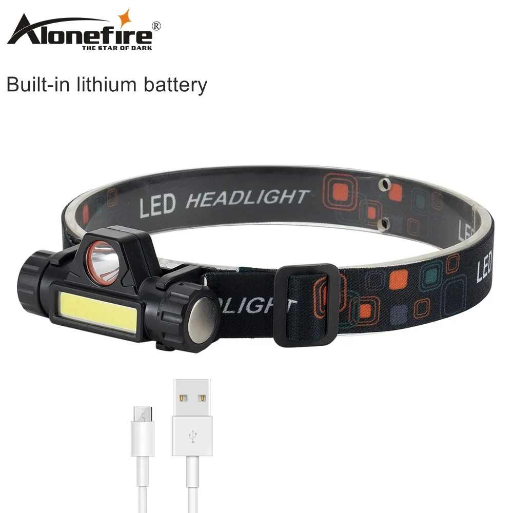 Alonefire HP42 Xpe Led built-in Rechargeable battery Cob Headlamp Hike Camping Head lamp Magnet work Fishing Child headlight