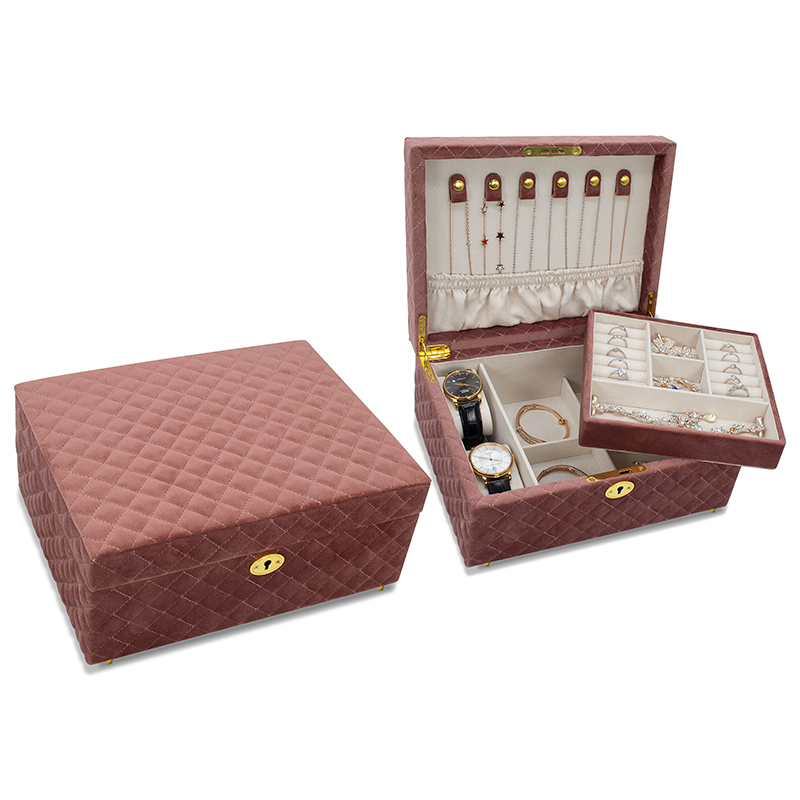 Large Double-Layer Velvet jewelry Watch storage box multifunctional Makeup Organizer Gift Storage