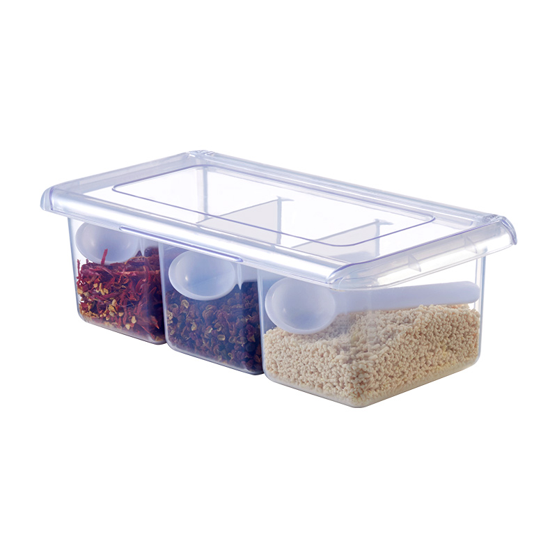 Plastic Spice Jar Organizer Kitchen Storage Boxes Set with Spoon