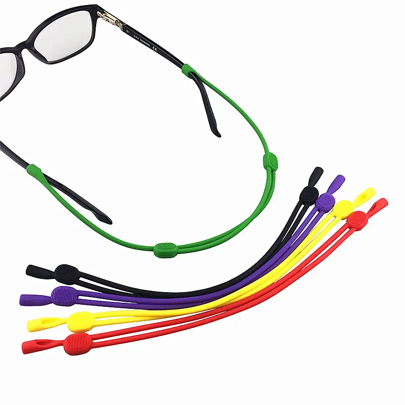 Factory wholesale kids no tail silicone eyewear retainer sunglasses chain cord lanyard adjustable glasses strap