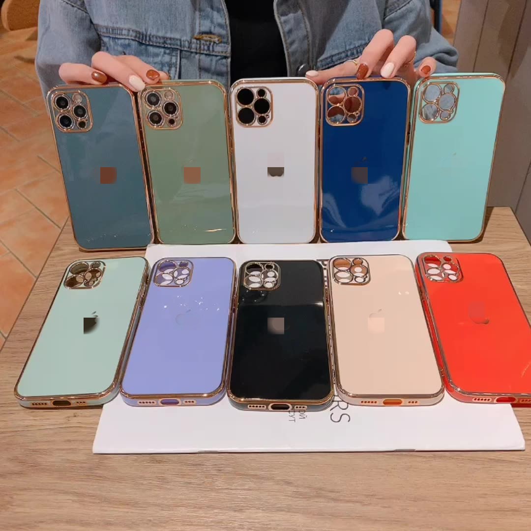 Чехол из ТПУ с гальваническим покрытием для iPhone 12 11 Pro Xs Max Xr 6s 7G 8 + Plus SE