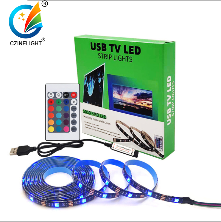 Czinelight 30 светодиодов/м tv_led_strip 5 В USB Светодиодная лента 5050 ТВ ПОДСВЕТКА RGB Светодиодная лента клейкая лента IP20 IP65