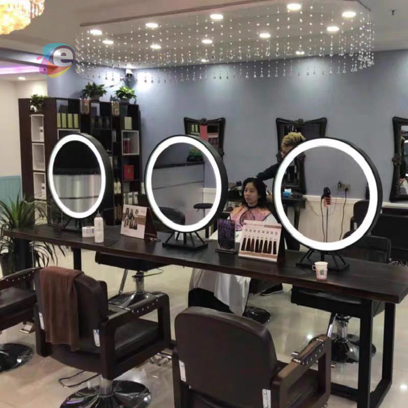 Customized School hairdo Interior Design hairdo barber shelf hairdo beauty salon barber mirror Furniture Display showcase