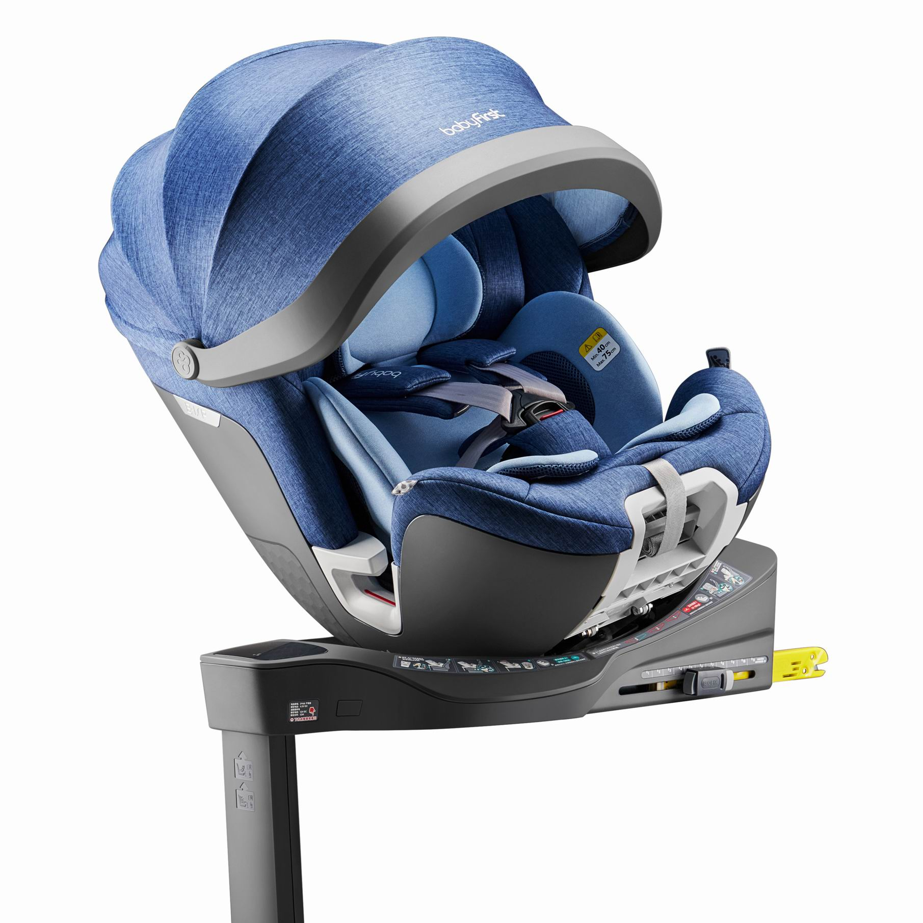 R153B 40-105 см I-Size с Isofix и опорными ногами Ece R129 детские автомобильные сиденья с защитой от УФ-лучей и большим навесом