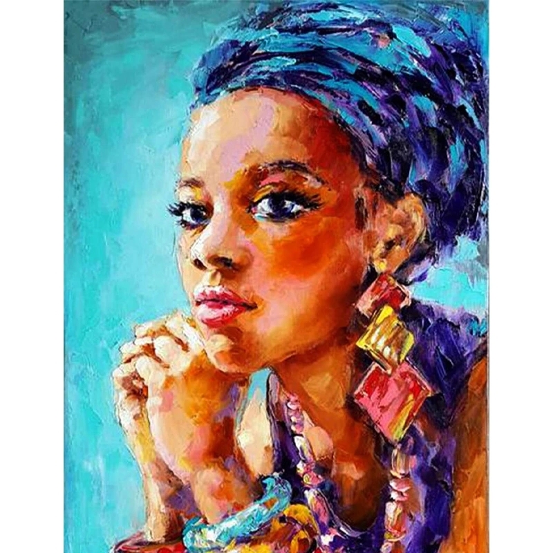 African Woman Portrait Canvas Coloring By Numbers Acrylic Paint Unique diy art painting by number