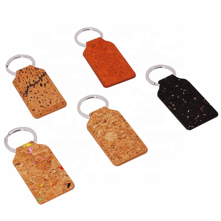 Wholesale Vegan Cork Leather Eco-friendly Natural Custom Logo Cork Key Chain