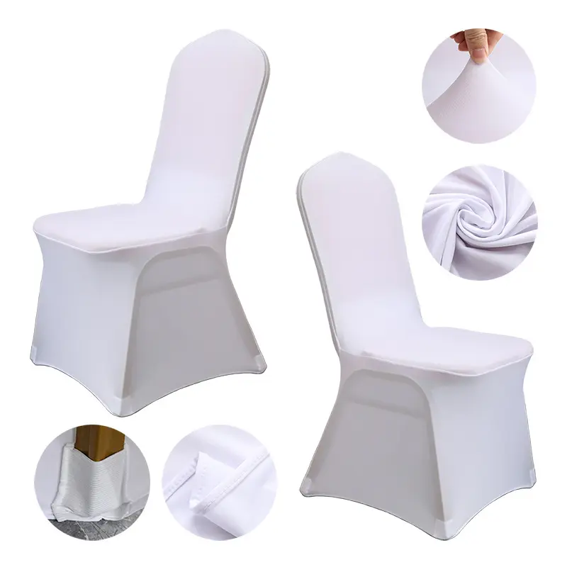 White Luxury High Stretch Spandex Wedding Banquet Dining Spandex Chair Cover Seat Covers For Wedding Banquet Chair