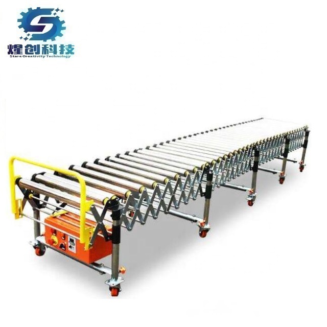 Carton box motorized expandable roller conveyor