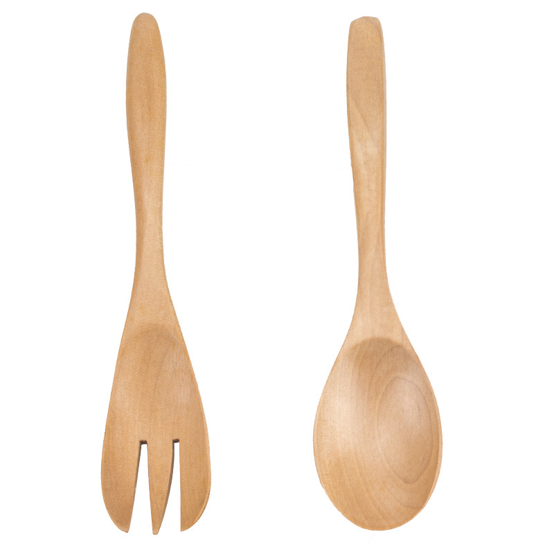 Salad Servers, Salad Tongs, 8.9 inches Acacia Wood Serving Spoons Set Salad Mixing Dinner Fork and Spoon Long Handle Salad Ser