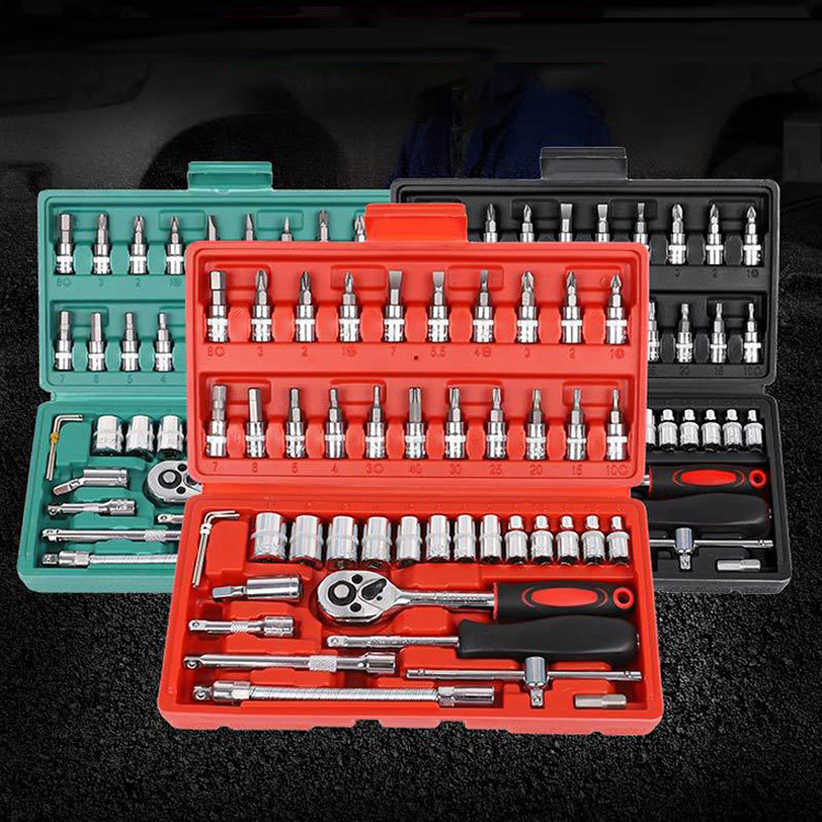 46pcs Car Repair Spanner Tool Box Universal Hardware Hand Tools Ratchet Wrench Socket Sets,combination spanner set wrench