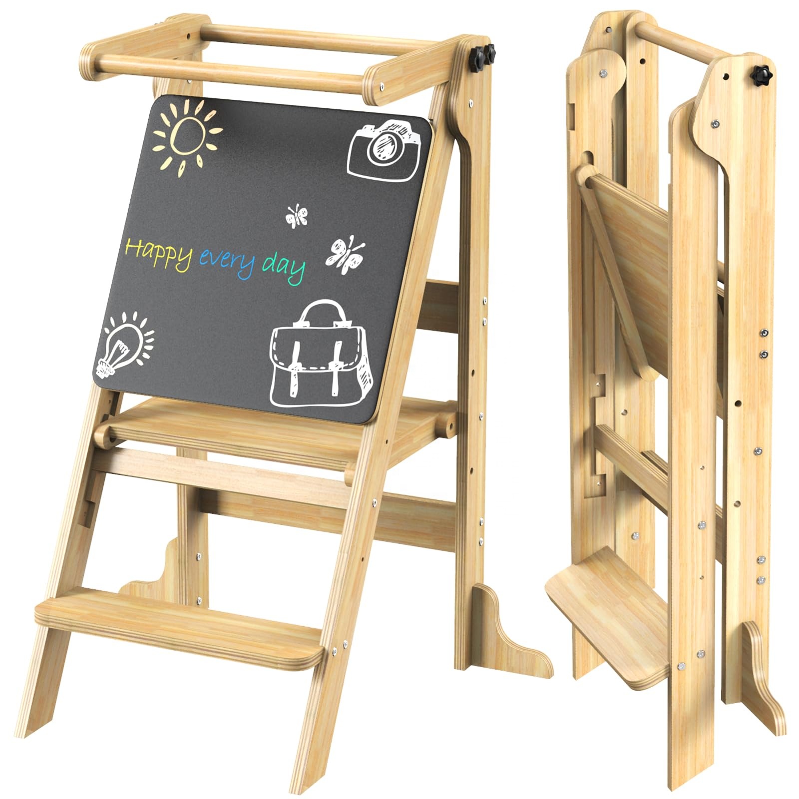 Kitchen Helper Toddler Tower Foldable Child Step Stool Nursery Furniture Kids Montessori Helper Stool Baby Learning Tower