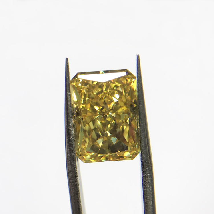 Customized fancy yellow radiant CZ crushed ice cubic zirconia loose gemstone