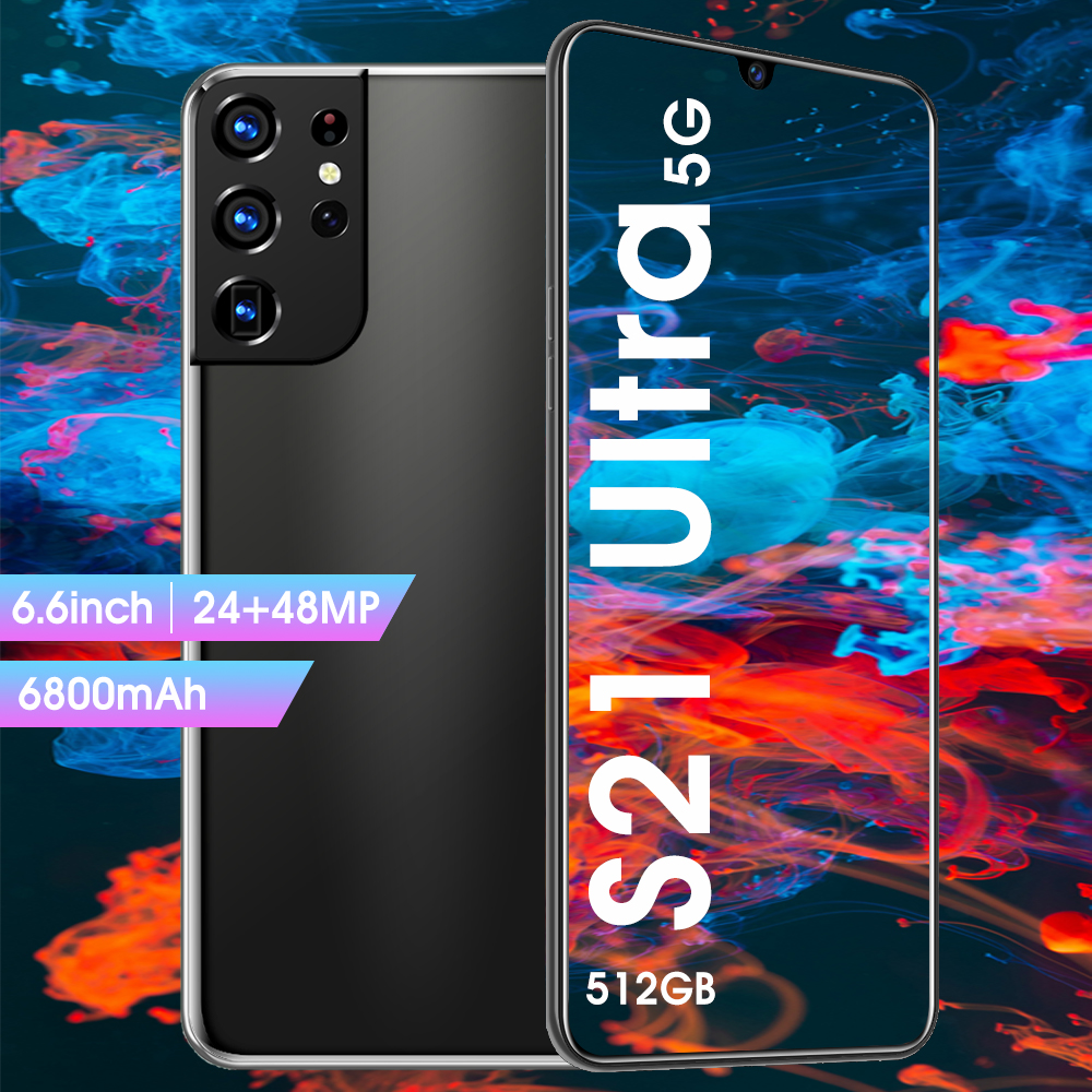 Новинка 2021, модная разблокированная HD-камера S21U с двумя SIM-картами, 12 Гб + 512 ГБ, две карты, 7,2 дюймовый полноэкранный Глобальный телефон, смартфон