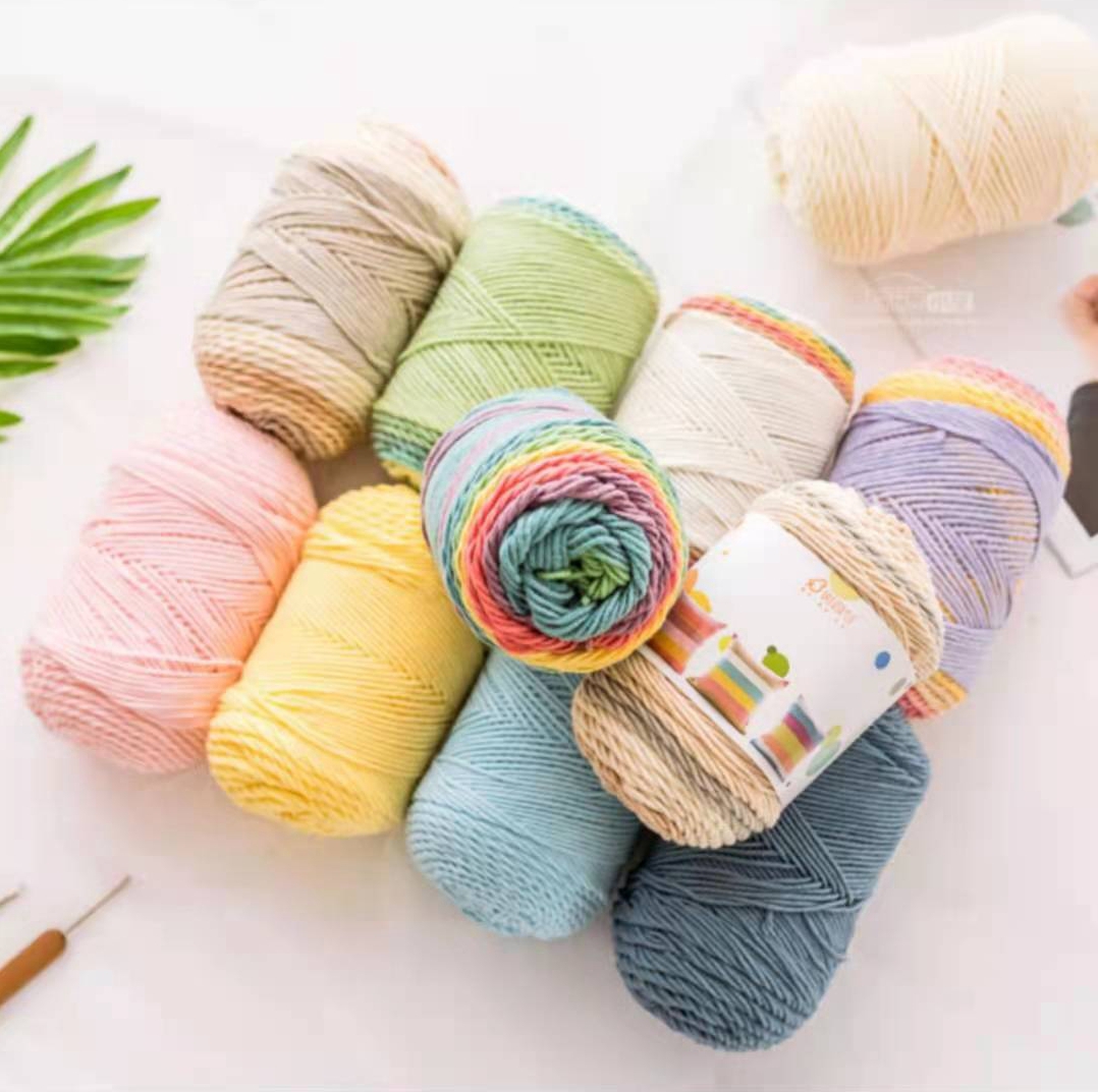 High Quality Cheap Rainbow Cotton Knitting Crochet Yarn Cake Wool Yarn Wholesale