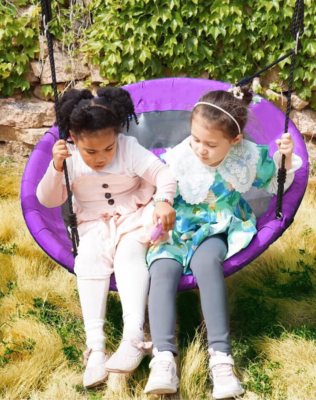 Kindergarten Courtyard Family Toddler Baby Kids Toy Rope Tree Round Saucer Swing Outdoor Patio Garden Swing