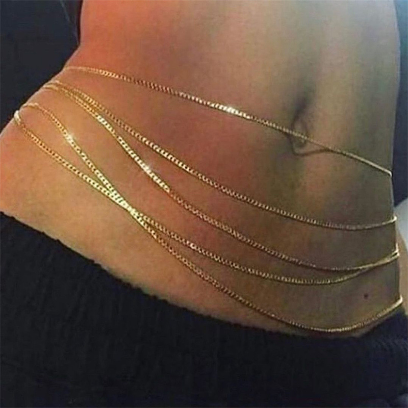 Women Sexy Multilayer Thin Link Long Waist Body Chain