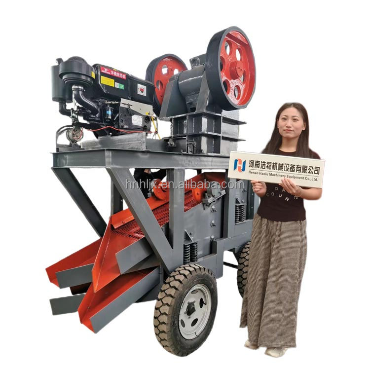 High efficiency diesel mobile jaw crusher machine with vibrating screen mining portable crushing rock granite stone crusher