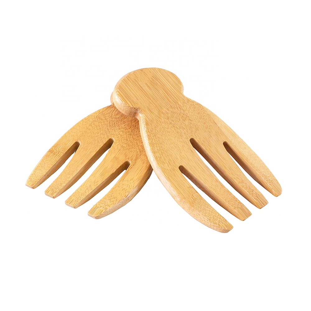 Totally Bamboo Salad Hands Wooden Server Claws Bamboo Salad Server Set