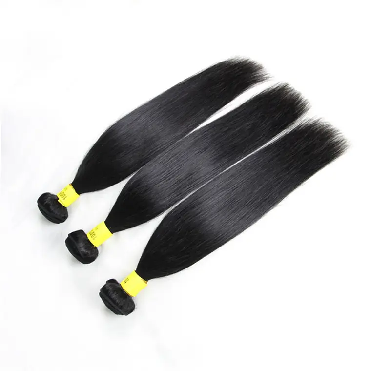 Straight Weave Extension Raw Mink Indian Peruvian Cuticle Aligned Human Hair Bundles With Closure