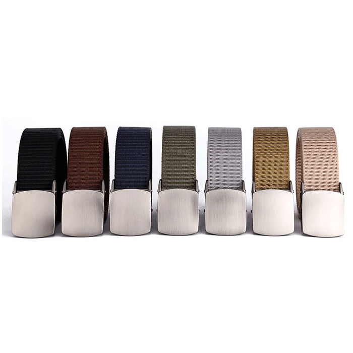 Custom Fabric Belt Buckle Logo Metal Nylon Braid With Plastic Buckles Canvas Polyester Belt For Men