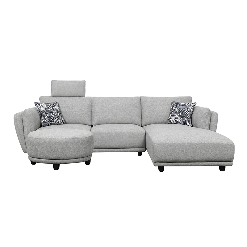 Living Room Modern Corner L Shape grey Sectional Sofa set furniture with Ottoman