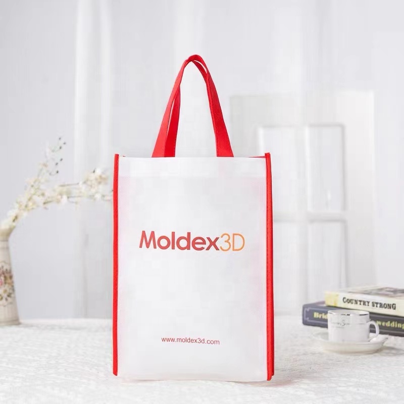 Custom Print Eco Reusable Supermarket Grocery Promotion Shopping Non Woven Carry Fabric Tote Cloth Bag Wholesale