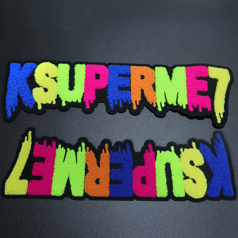 Hot Sale & High Quality Custom Chenille Multicolor Letter Embroidery Cowboy Clothing Patches