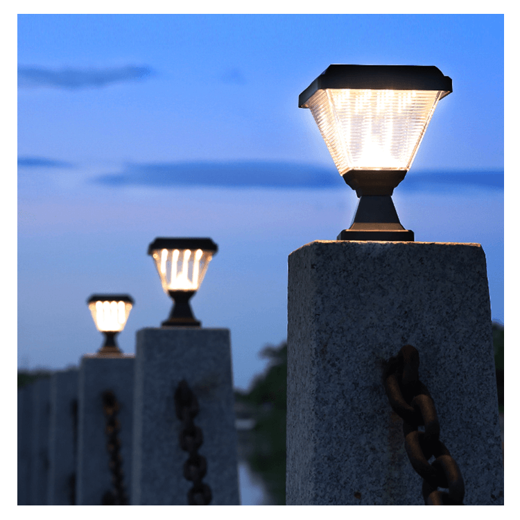 Fteck Jardin Solair Luz Landscape Fence Waterproof IP65 Outdoor Post Lighting Garden Led Gate Solar Pillar Light