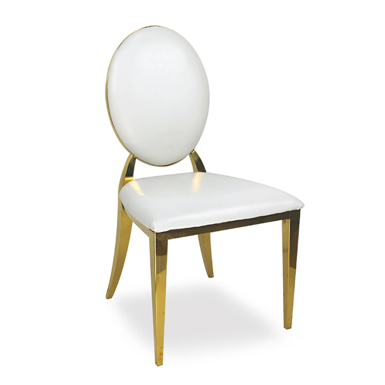 Hotel Luxury Modern Stackable Gold Stainless Steel Round Back Dining Banquet Event Wedding Chair