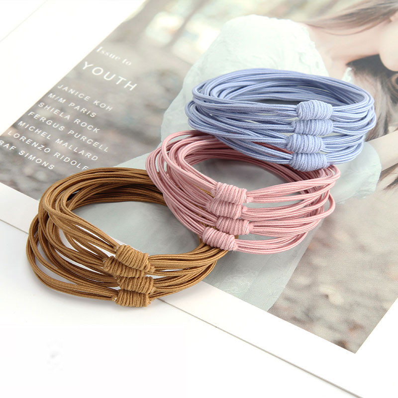 Korean Simple Design Black Pink Colorful Elastic Nylon Women Seamless Spiral Hair Rubber Band Girls Knotted Hair Ties Rope