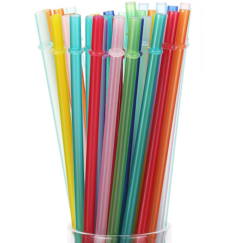Multicolor solid PP plastic straws Reusable Bar And Party Plastic Drinking Straws ECO 9.5in 24cm