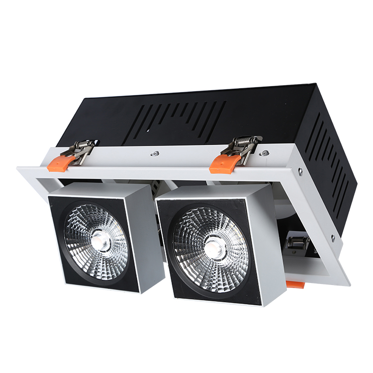Wholesale RA90 12W X 2 heads COB Grille downlight adjustable angle for gallery