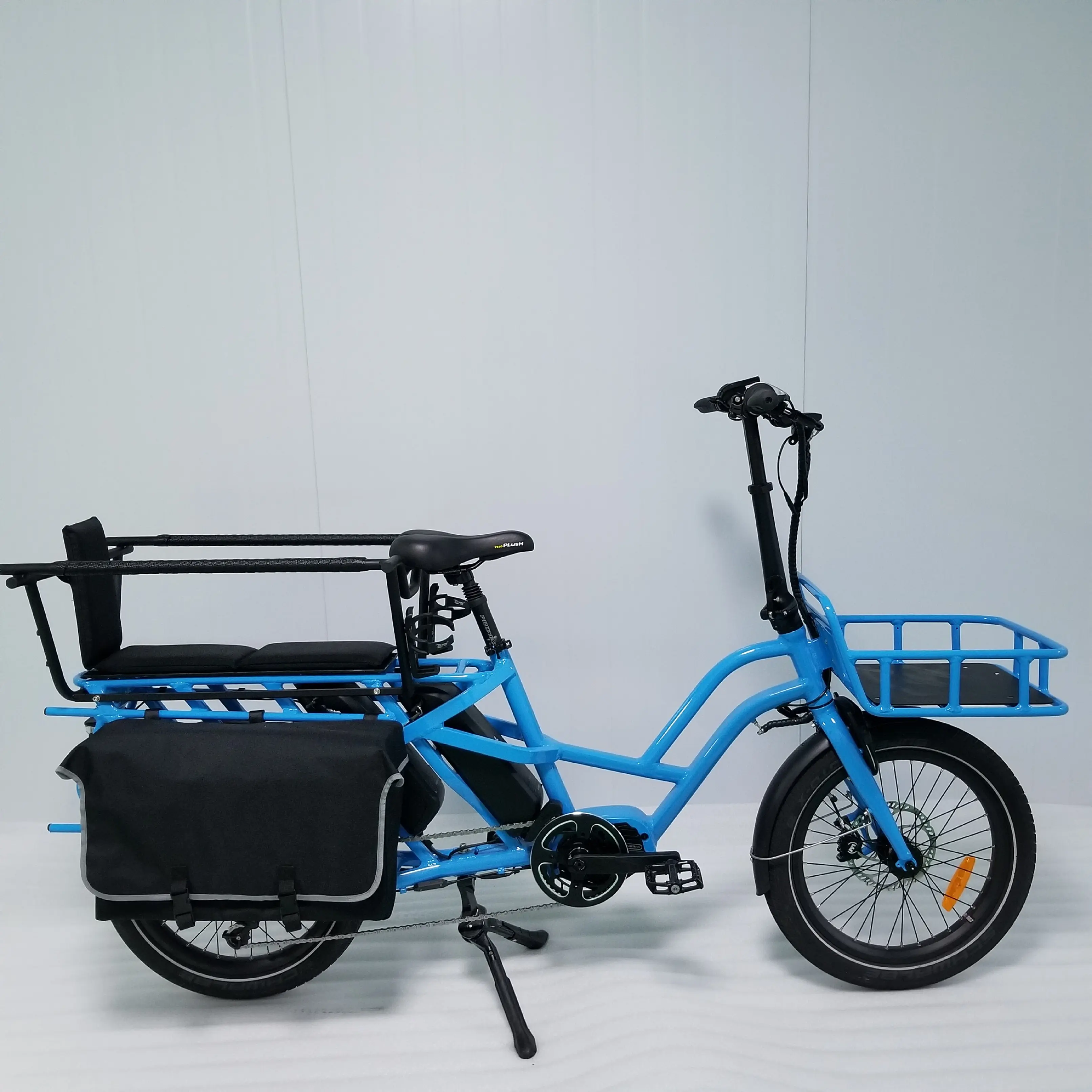 Hot selling 48V 500W electric long-tail bicycle for famliy, 20"inch double battery cargo ebike