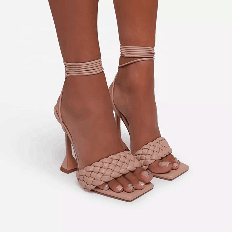 FL07 2021 Fashion High Heels Sandals Square Shaped Toe Female Shoes For Ladies
