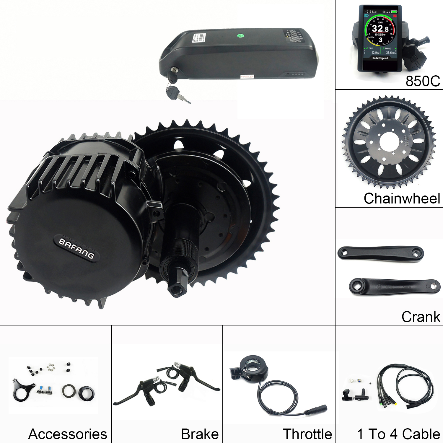 Комплект для переоборудования велосипеда Bafang 8fun BBSHD BBS03 G320.750.C G320.1000.C 48 в 750 Вт 1000 Вт