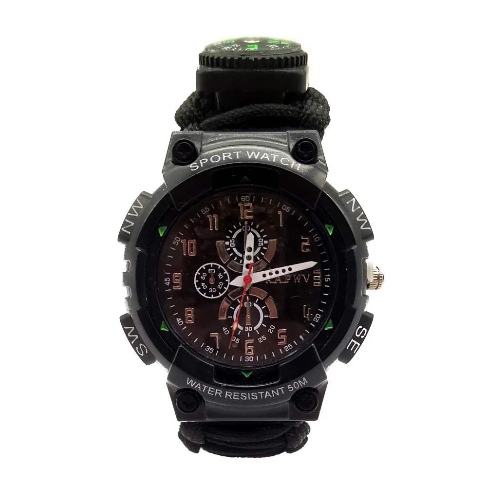 EMAK New Style Wrist Watch Paracord Custom Logo Emergence Camping Hiking Paracord Survival Watch