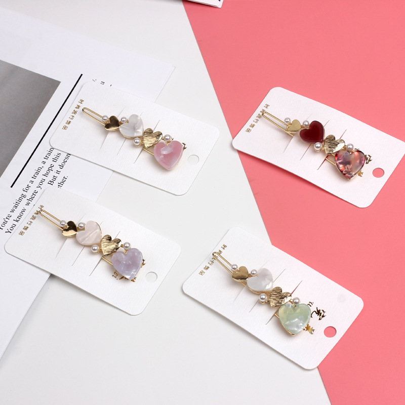 Korean Ins Sweet Fresh Lovely Love Acetic Acid Bangs Clip Hairpin Alloy Hair Clip For Female