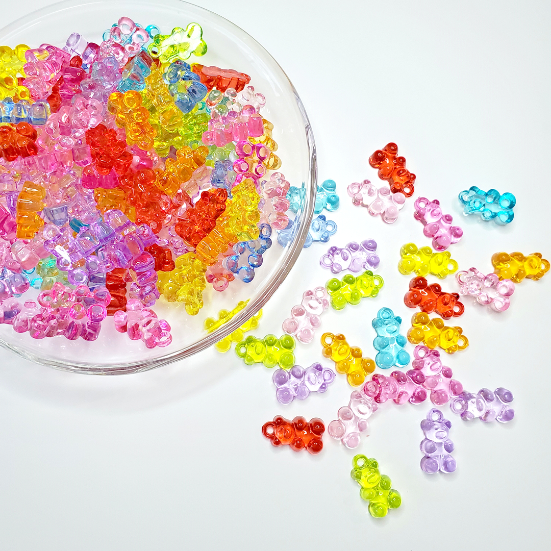 Оптовая торговля низкий прайс красочные 11*20 мм акриловый прозрачный Gummy медведя бусины 520 г/пакет Свободные Spacer Бусины DIY украшения, украшения своими руками