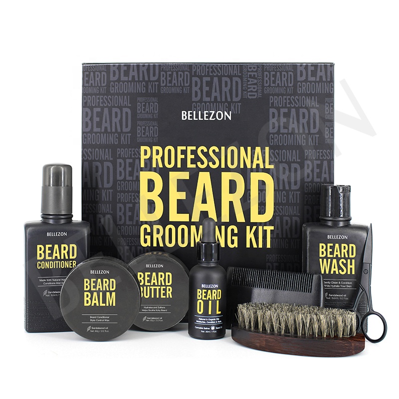 Wholesale Private Label Beard Care Grooming Kit Growth Beard Oil and Balm for Men