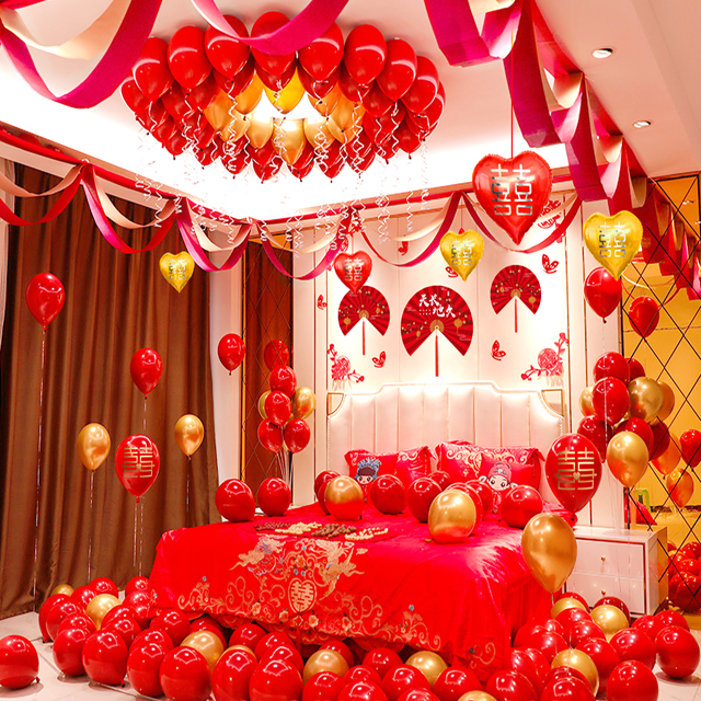 2021 Douyin Boom wedding house floating balloon Chinese-style decorative ribbon balloon