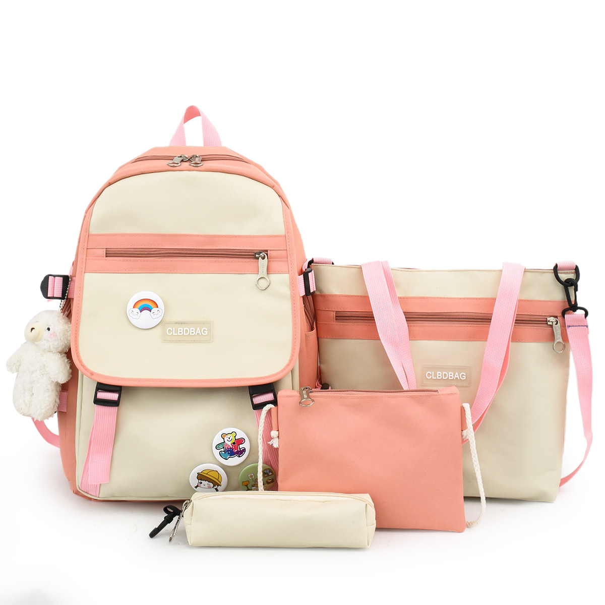 2021 factory wholesale customization Girl lovely schoolbag Fashion combination bag Large capacity student schoolbag